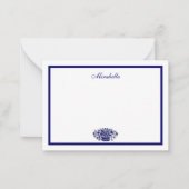 Custom Blue White Flowers Blue Border 3.5x2.5 Mitteilungskarte (Vorderseite)