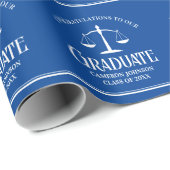 Custom Blue White Law School Graduation Party Geschenkpapier (Rolleneckpunkt)