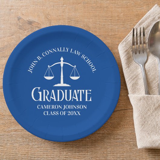 Custom Blue White Law School Graduation Party Pappteller