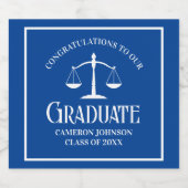 Custom Blue White Law School Graduation Party Schaumweinetikett (Einzelnes Label)
