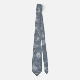 Custom Blue & White Line Art Wedding Neck Tie Krawatte