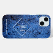 Custom Blue White Monogram Case-Mate iPhone Hülle (Rückseite (Horizontal))