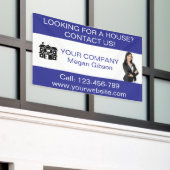 Custom Blue & White Real Estate Agency Banner (Äußeres Gebäude)
