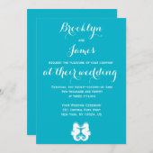 Custom Blue White Seepferd Hochzeitseinladungen Einladung (Vorne/Hinten)