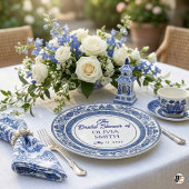 Custom Blue Willow Bridal Shower Personalized Chin Pappteller