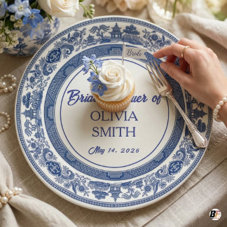 Custom Blue Willow Bridal Shower Personalized Chin Pappteller