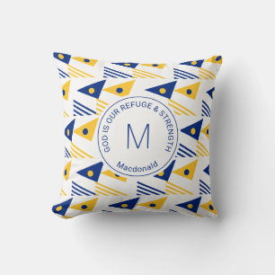 Custom Blue Yellow Ethnic Geometric Triangle Kissen