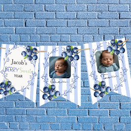 Custom Blueberry 1. Geburtstag 12 Foto Wimpelkette