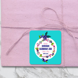 Custom ・ Blueberry Jam DIY Canning Aquamarin Quadratischer Aufkleber