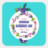 Custom ・ Blueberry Jam DIY Canning Aquamarin Quadratischer Aufkleber (Vorderseite)