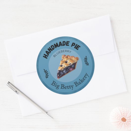 Custom Blueberry Pie Labels | Personalisierte Bäck Runder Aufkleber (Umschlag)