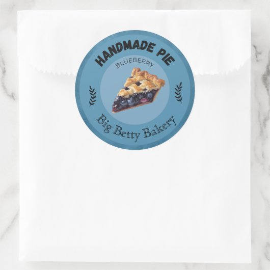 Custom Blueberry Pie Labels | Personalisierte Bäck Runder Aufkleber (Tasche)