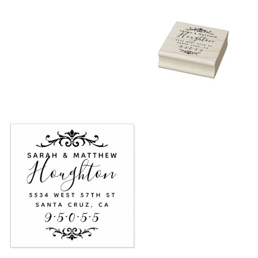 Custom Blüh Wedding Couple Rücksendeadresse Gummistempel (Stempel)