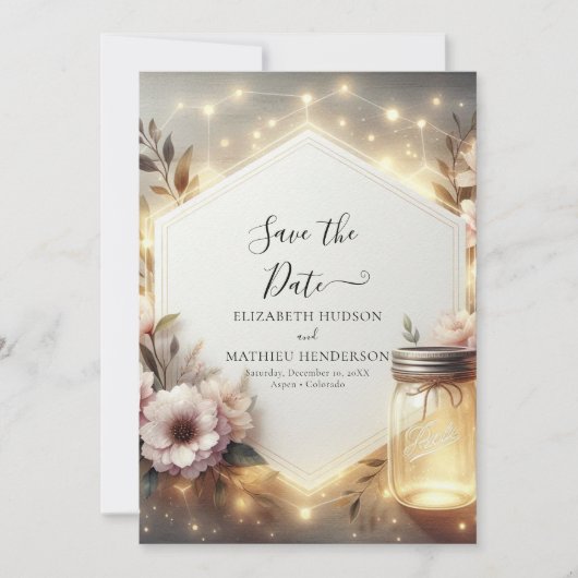 Custom Blume Mason Jar Wedding Save The Date (Vorderseite)