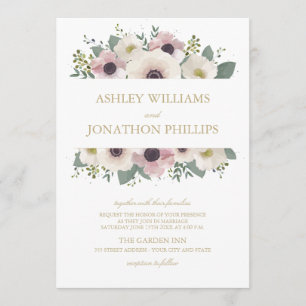 Custom Blush Anemone Bouquet Hochzeit Einladung