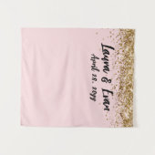 Custom Blush Black & Gold Wedding Foto Booth Prop Wandteppich (Vorderseite (Horizontal))