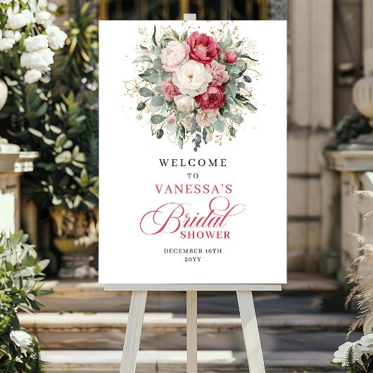 Custom blush floral bridal shower welcome sign  poster