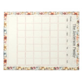 Custom Blush Floral Monthly Calendar Notepad Notizblock (Vorderseite)