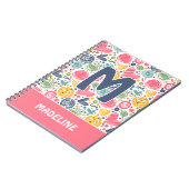 Custom Blush Pink Dark Blue Herz Art Muster Notizblock (Linke Seite)