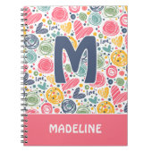 Custom Blush Pink Dark Blue Herz Art Muster Notizblock (Vorderseite)