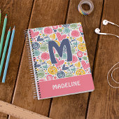 Custom Blush Pink Dark Blue Herz Art Muster Notizblock