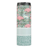 Custom Blush Pink Flamingoes Palm Leafs Muster Thermosbecher (Rückseite)