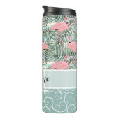 Custom Blush Pink Flamingoes Palm Leafs Muster Thermosbecher (Nach rechts gedreht)