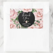 Custom Blush Pink Floral Bouquet Vielen Dank Rechteckiger Aufkleber (Tasche)