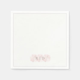 Custom Blush Pink Floral Garden Minimal Wedding Serviette