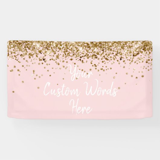 Custom Blush Pink Gold Birthday Party Photo Booth Banner (Horizontal)