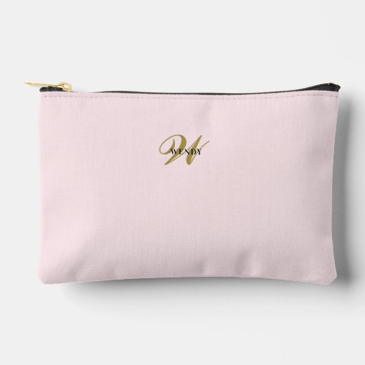 Custom Blush Pink Gold Initial l Simple Minimalist Zubehörtasche (Vorderseite)