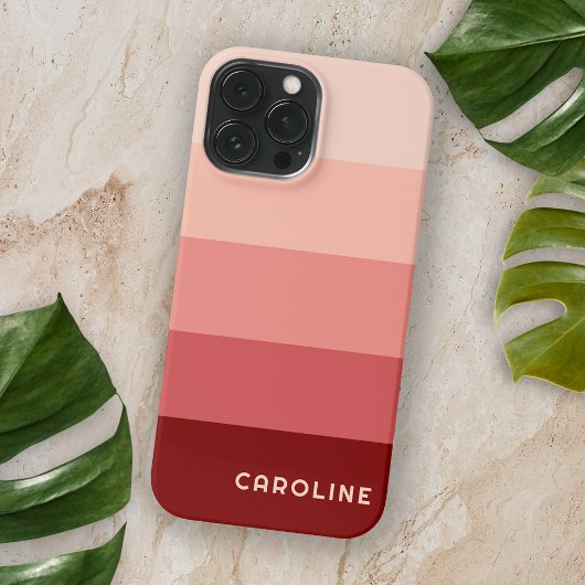 Custom Blush Pink Maroon Red Peach Orange Streifen iPhone Hülle