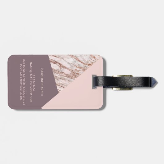Custom Blush Pink Rose Gold Marmorierte Art-Muster Gepäckanhänger (Rückseite horizontal)