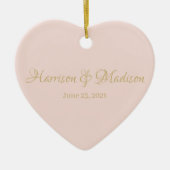Custom blush rosa gold Couple Name Datum Hochzeit Keramik Ornament (Vorne)