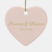 Custom blush rosa gold Couple Name Datum Hochzeit Keramik Ornament (Hinten)