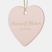 Custom blush rosa gold Couple Name Datum Hochzeit Keramik Ornament (Links)