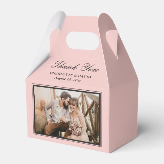 Custom Blush Wedding Foto Vielen Dank Geschenkschachtel (Vorderseite)