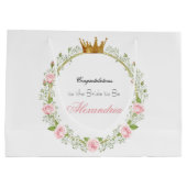 Custom Blushing Romance: Rose & Baby's Breathe Große Geschenktüte (Rückseite)