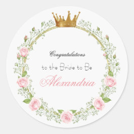 Custom Blushing Romance: Rose & Baby's Breathe Runder Aufkleber