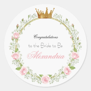 Custom Blushing Romance: Rose & Baby's Breathe Runder Aufkleber