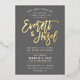 CUSTOM B'nai Mitzvah Nachahmung des goldenen Skrip Folieneinladung