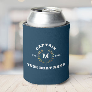 Custom Boat Captain Monogram Gold Laurel Nautical Dosenkühler