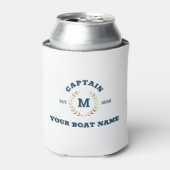 Custom Boat Captain Monogram Gold Laurel Nautical Dosenkühler (Kanne Vorderseite)