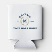 Custom Boat Captain Monogram Gold Laurel Nautical Dosenkühler (Rückseite)