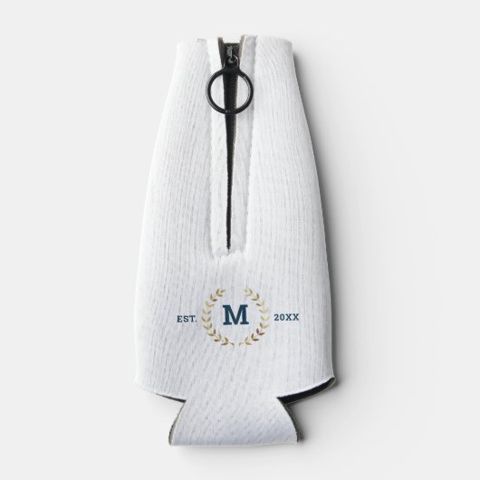 Custom Boat Captain Monogram Gold Laurel Nautical Flaschenkühler (Rückseite)