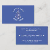Custom boat captain name navy Business Card Visitenkarte (Vorne/Hinten)