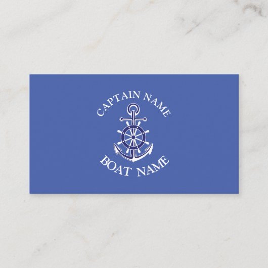 Custom boat captain name navy Business Card Visitenkarte (Vorderseite)