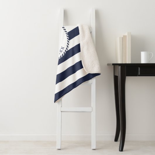 Custom Boat Name Nautical White Navy Blue Anchor Sherpadecke (Beispiel)