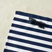 Custom Boat Name Striped Blue White Welcome Aboard Strandtuch (Beispiel)