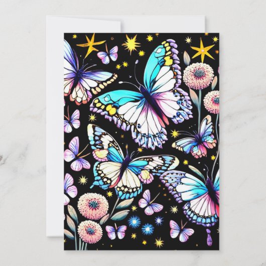 Custom Bohemisch Vibranfly Butterfly Geburtstag Einladung (Rückseite)